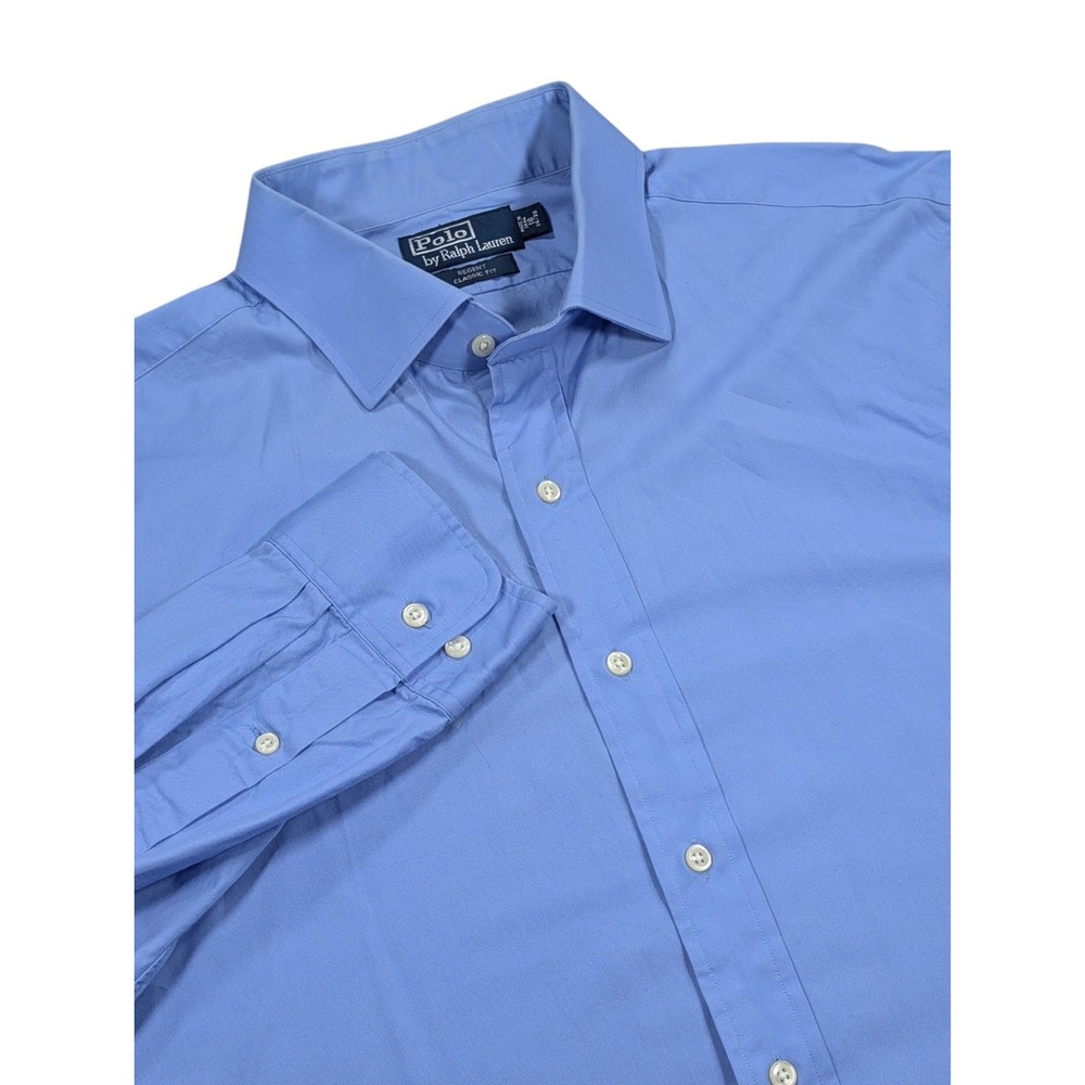 Polo Ralph Lauren Dress Shirt Men's 18 34/35 French Blue Regent Classic Fit
